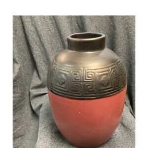 Mystic Passage Home Collection Red with Pewter Colored Trim vase